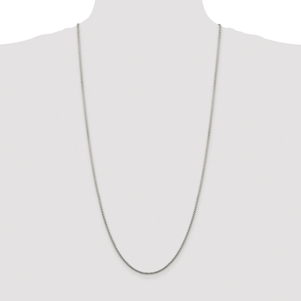 Sterling Silver Rhodium-plated 1.75mm Diamond-cut Round Box Chain