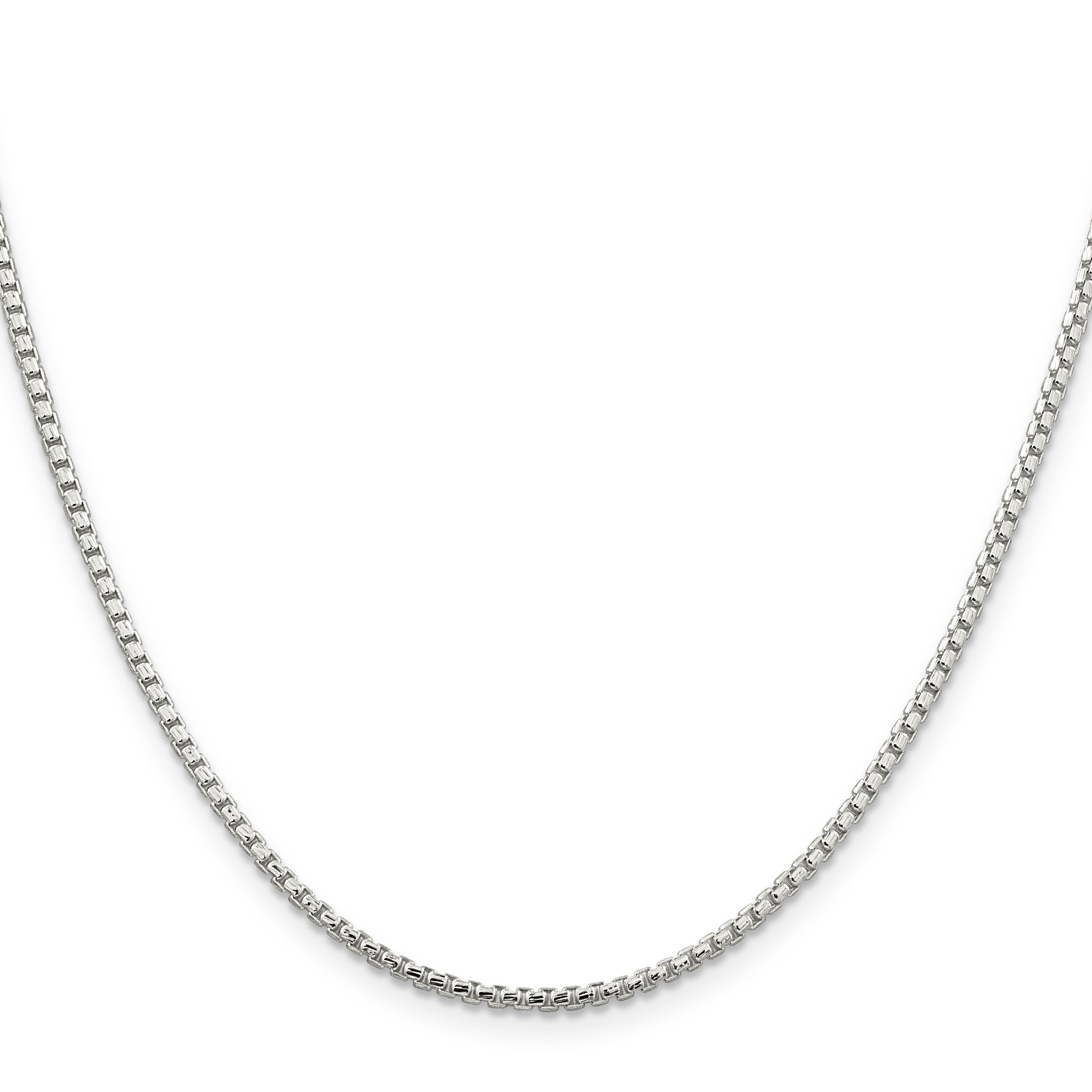 Sterling Silver 2mm Diamond-Cut Round Box Chain