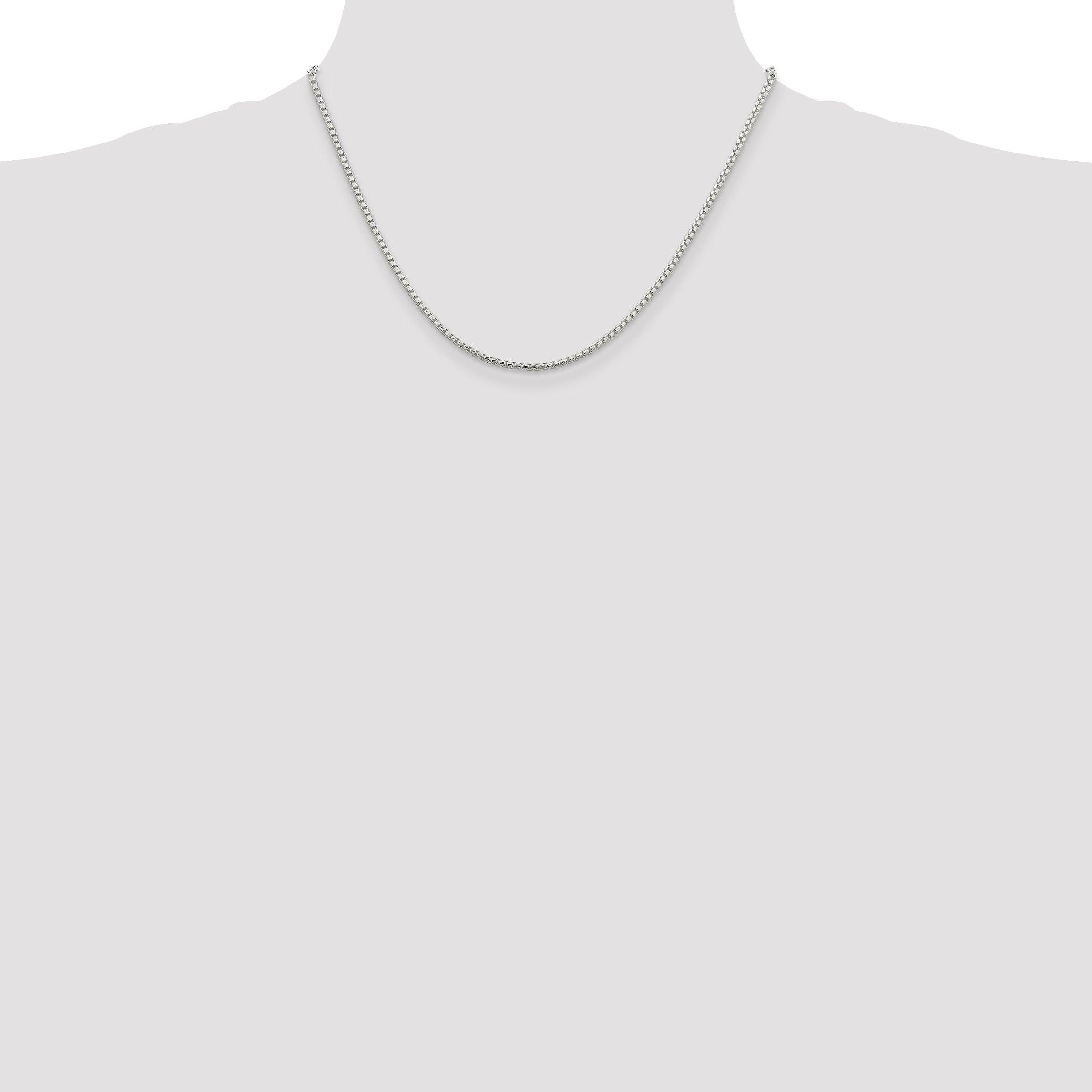 Sterling Silver 2mm Diamond-Cut Round Box Chain