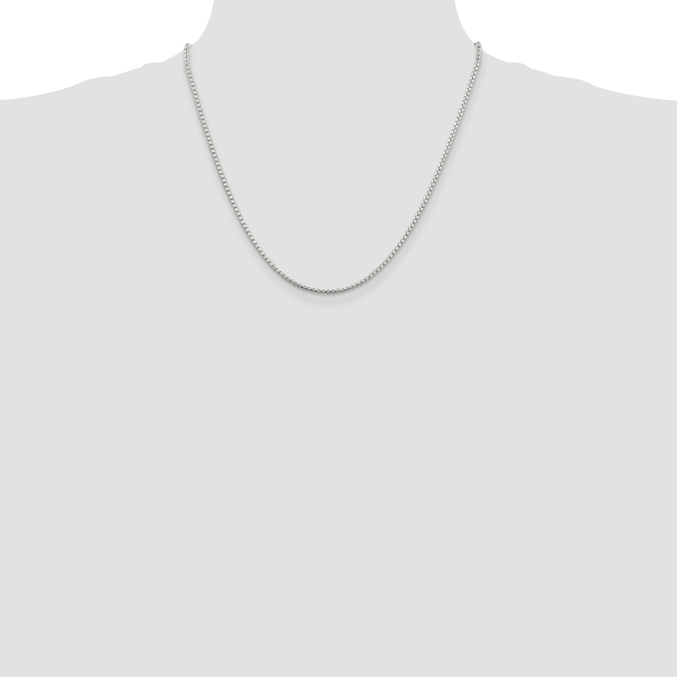 Sterling Silver Diamond-Cut Box Chain Necklace 2mm