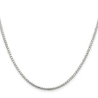 Sterling Silver Rhodium-plated 2mm Diamond-cut Round Box Chain