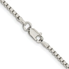 Sterling Silver Rhodium-plated 2mm Diamond-cut Round Box Chain