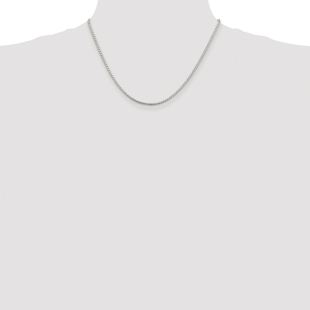 Sterling Silver Rhodium-plated 2mm Diamond-cut Round Box Chain