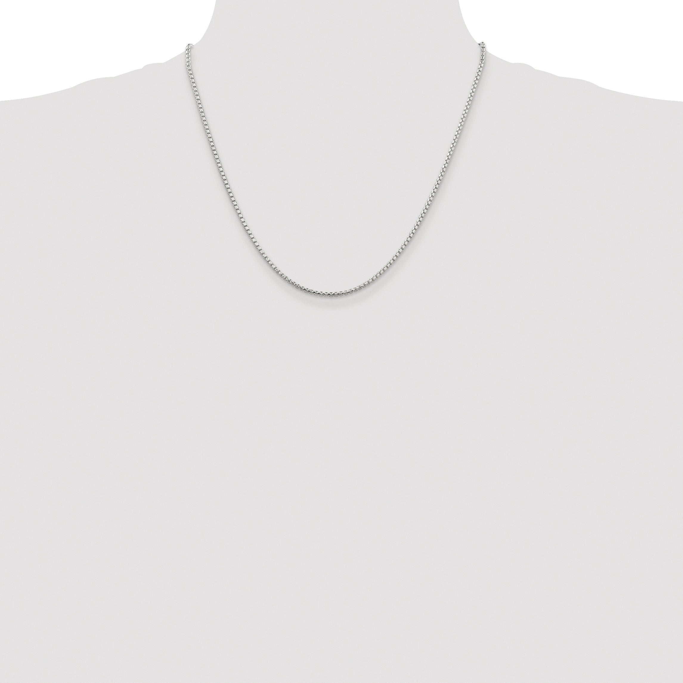 Sterling Silver Rhodium-plated 2mm Diamond-cut Round Box Chain