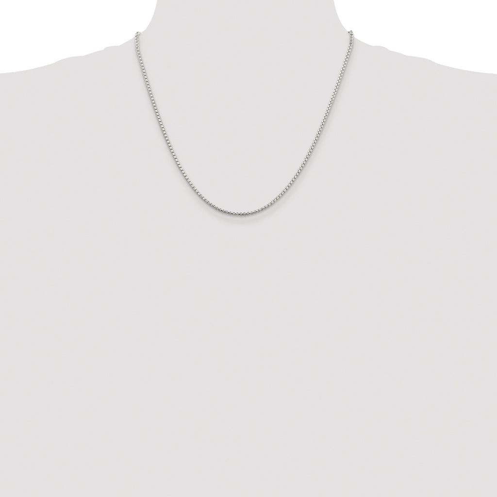 Sterling Silver Rhodium-plated 2mm Diamond-cut Round Box Chain