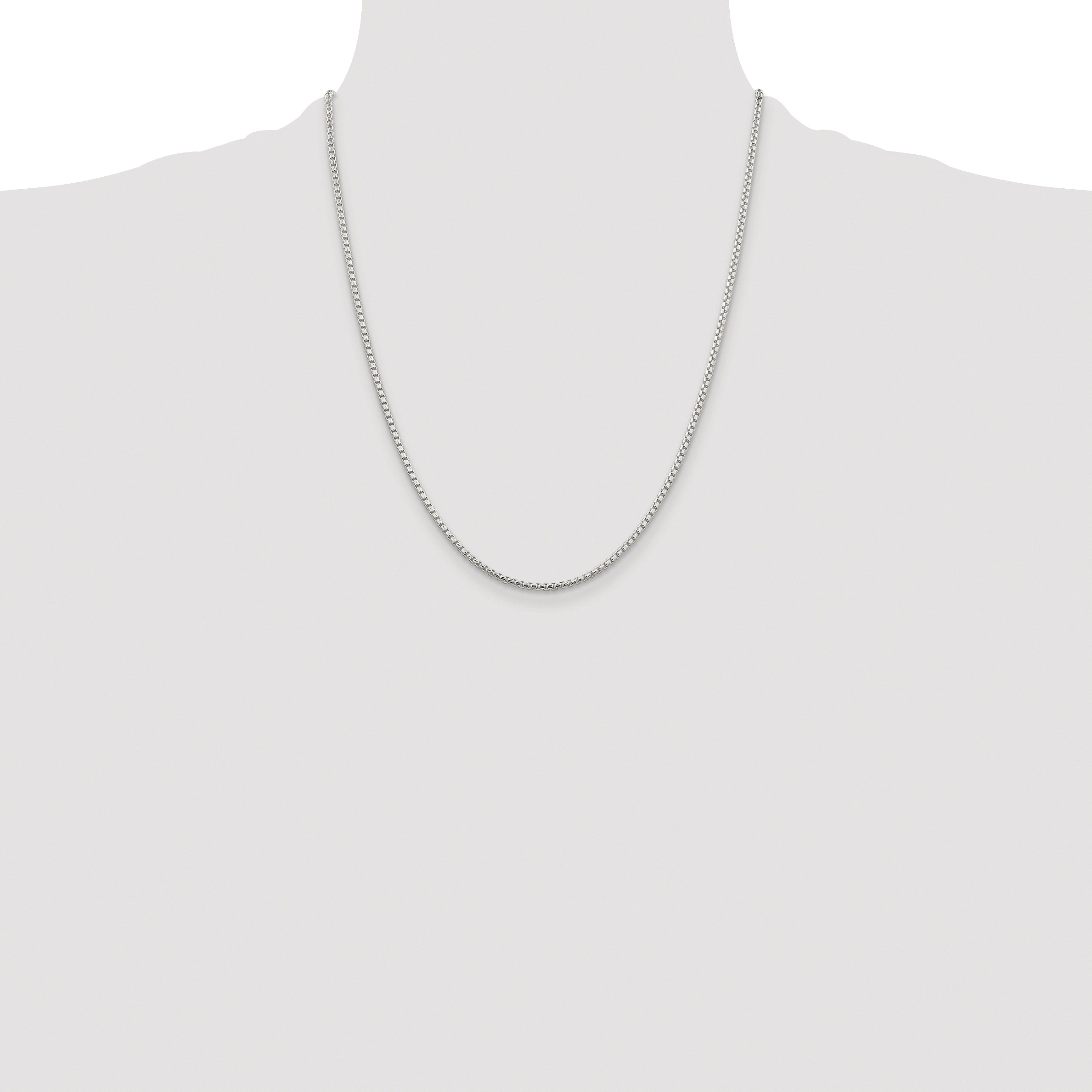 Sterling Silver Rhodium-plated 2mm Diamond-cut Round Box Chain