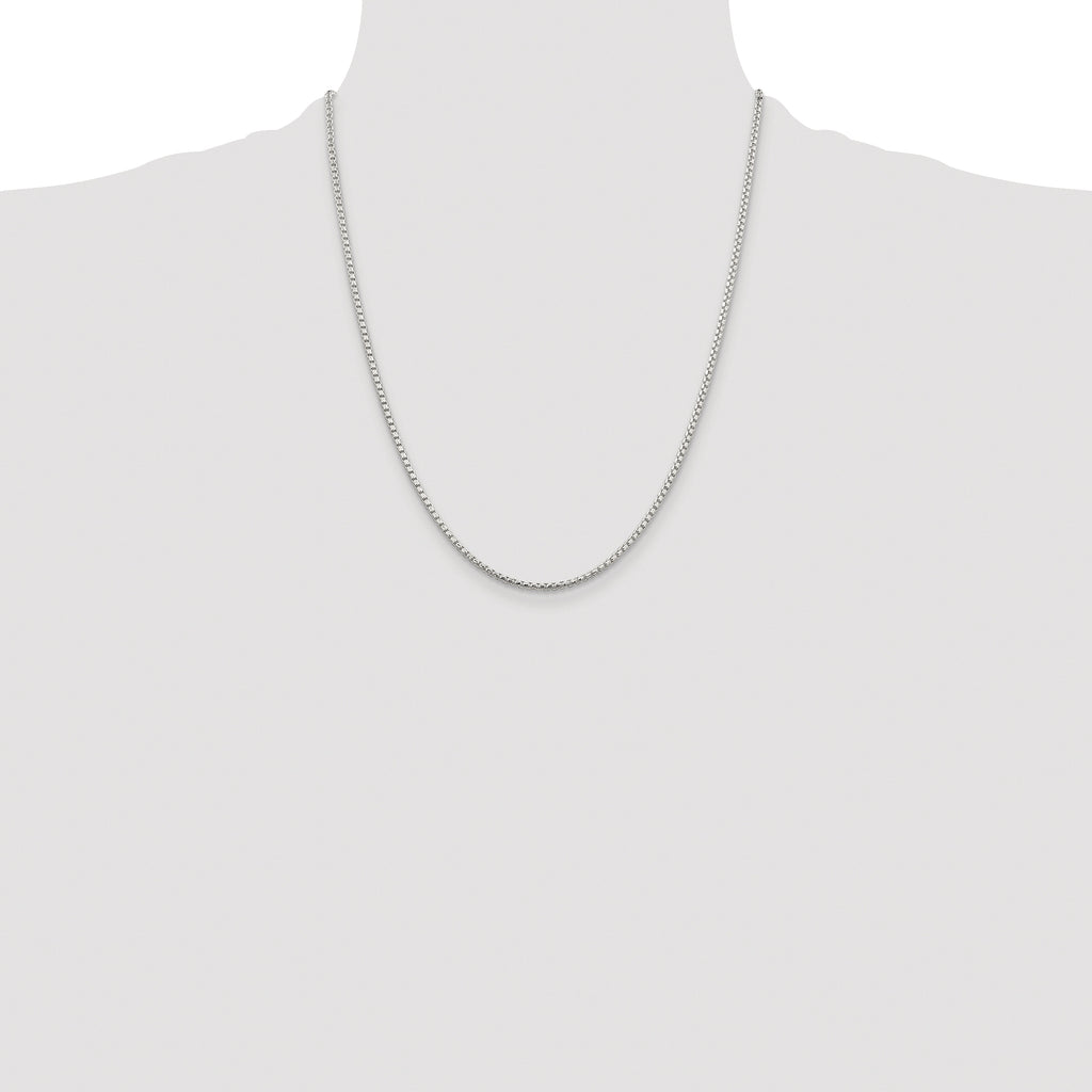 Sterling Silver Rhodium-plated 2mm Diamond-cut Round Box Chain