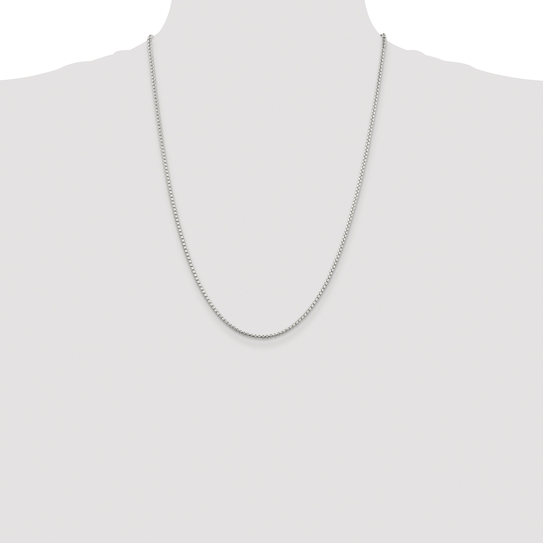 Sterling Silver Rhodium-plated 2mm Diamond-cut Round Box Chain