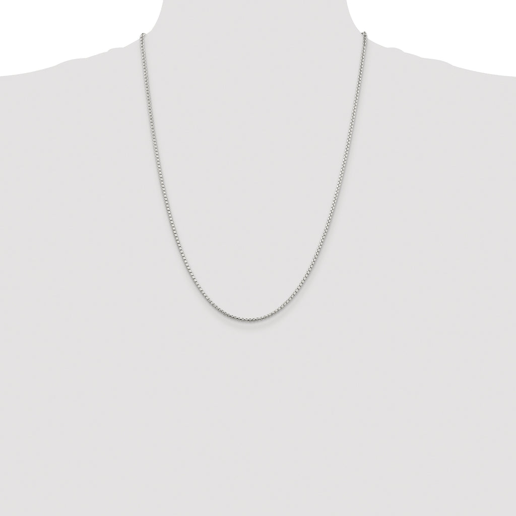 Sterling Silver Rhodium-plated 2mm Diamond-cut Round Box Chain