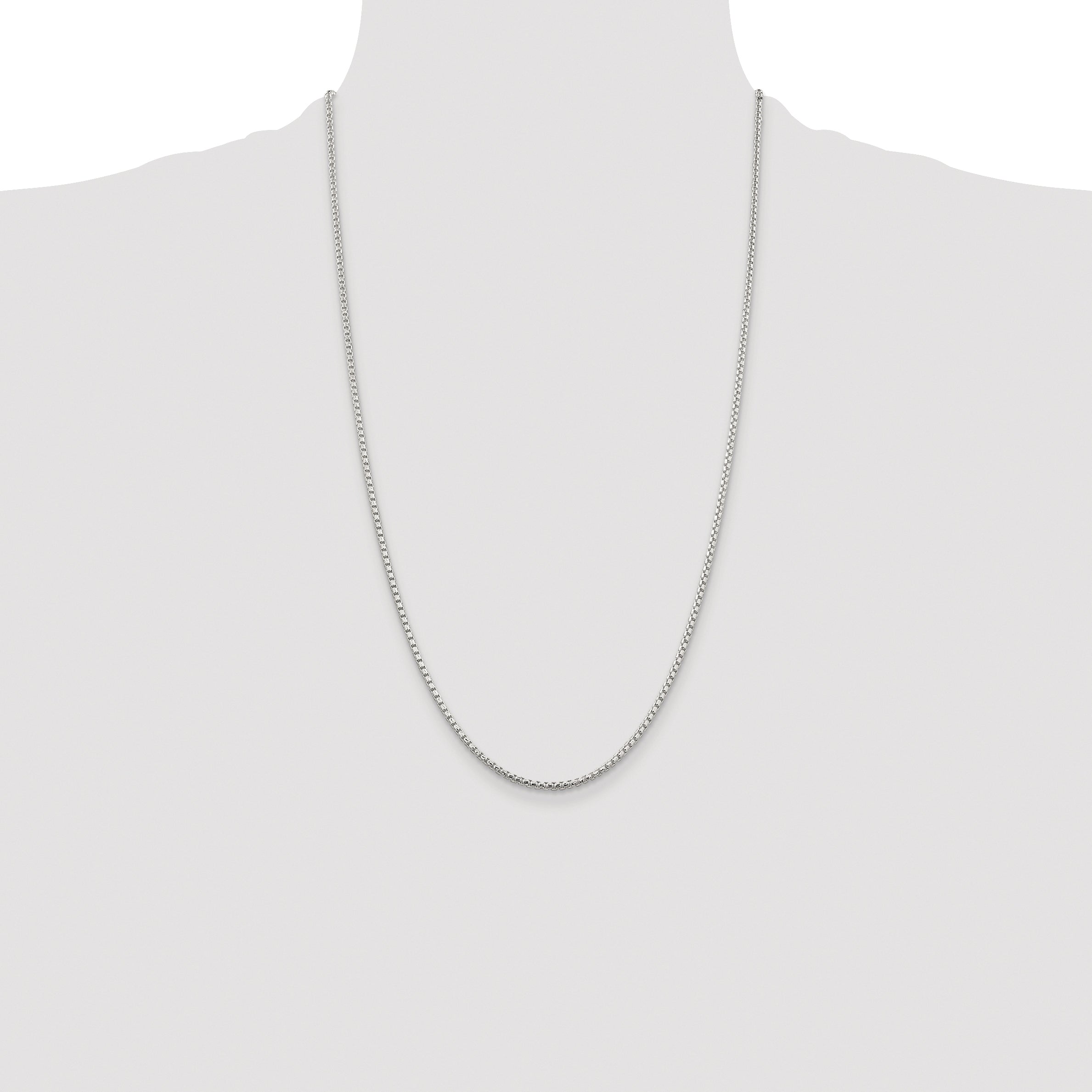 Sterling Silver Rhodium-plated 2mm Diamond-cut Round Box Chain