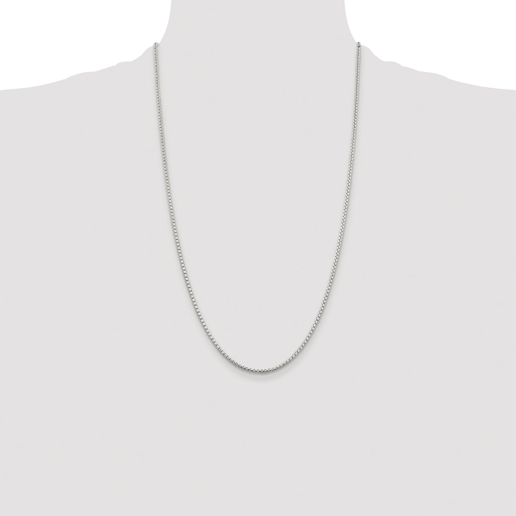 Sterling Silver Rhodium-plated 2mm Diamond-cut Round Box Chain