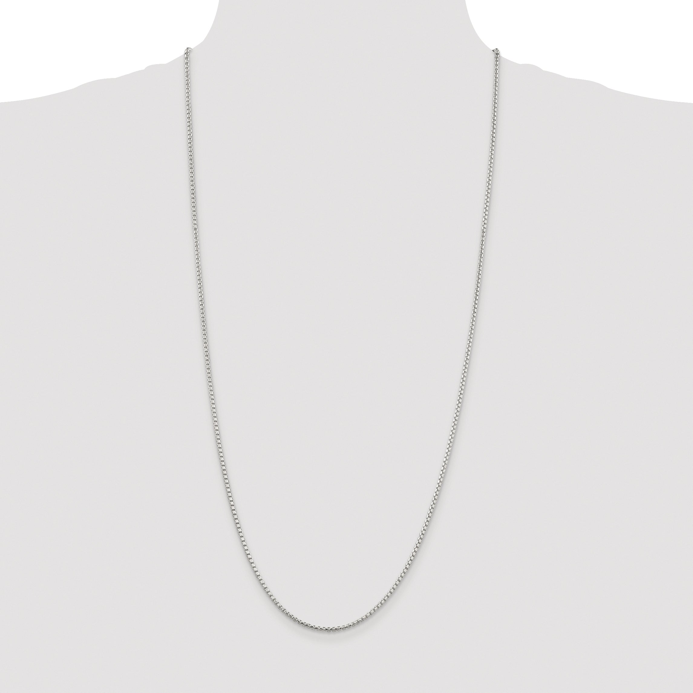 Sterling Silver Rhodium-plated 2mm Diamond-cut Round Box Chain