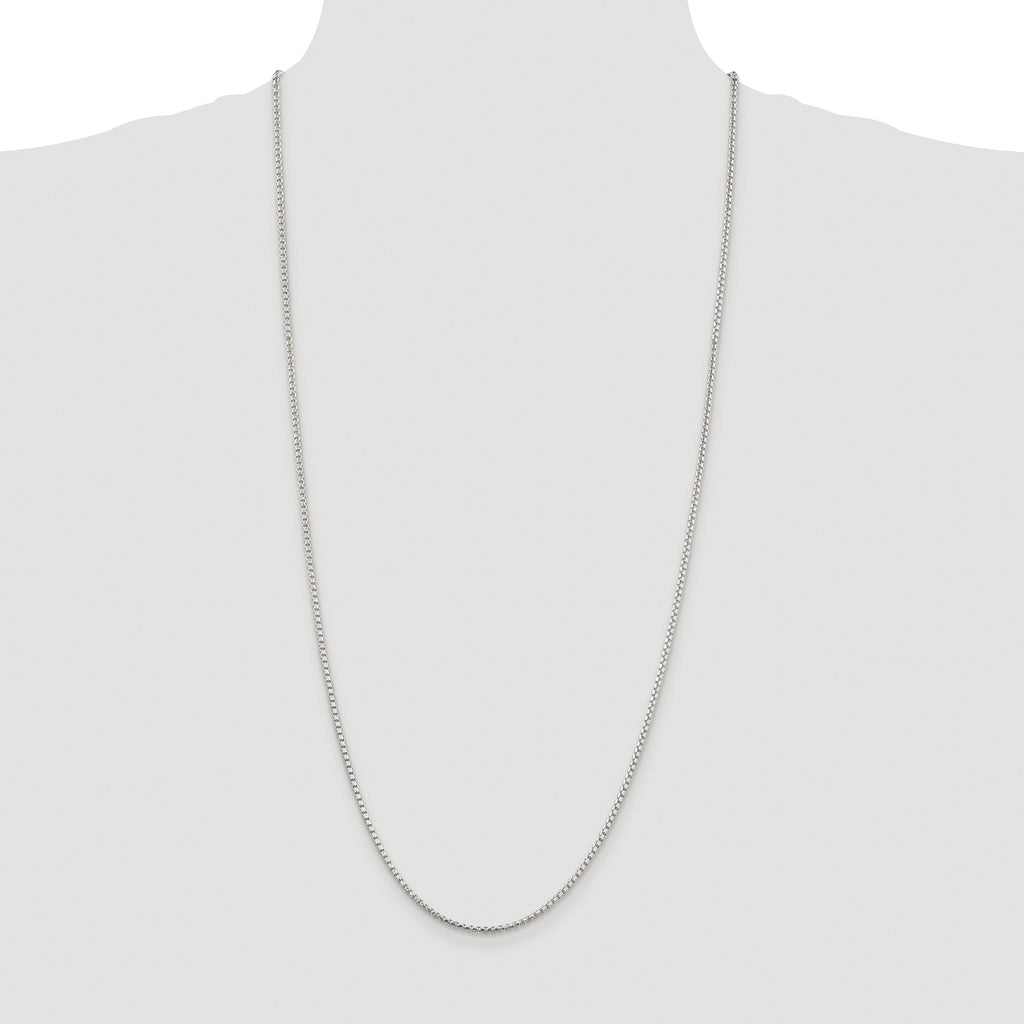Sterling Silver Rhodium-plated 2mm Diamond-cut Round Box Chain