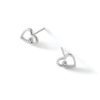 Diamond Open Heart Stud Earrings in Sterling Silver, 1.3mm (0.02 ct. tw.) - Sophia Jewelers