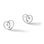 Diamond Heart Stud Earrings in Sterling Silver, 1.3mm (0.04 ct. tw.) - Sophia Jewelers