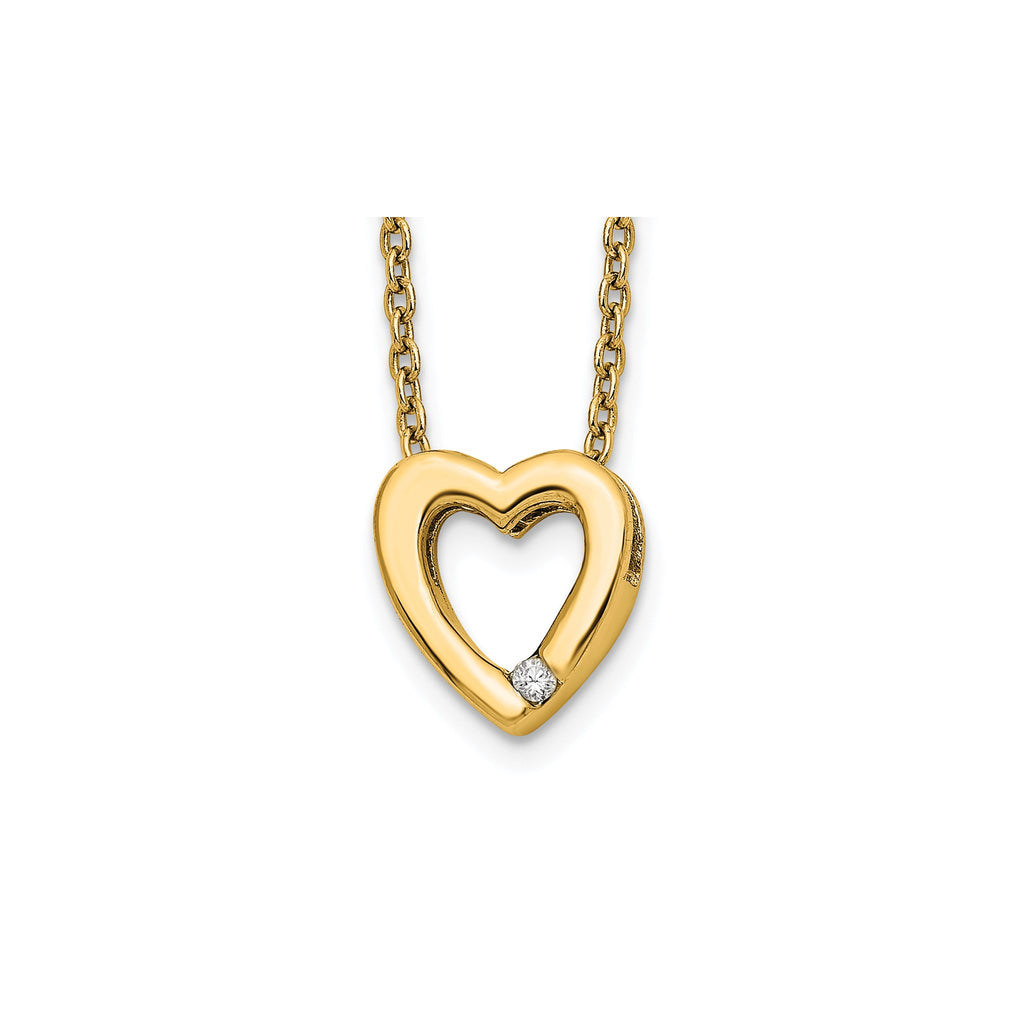 Diamond Heart Necklace in Gold-Plated Sterling Silver (.02 ct. tw.) - Sophia Jewelers