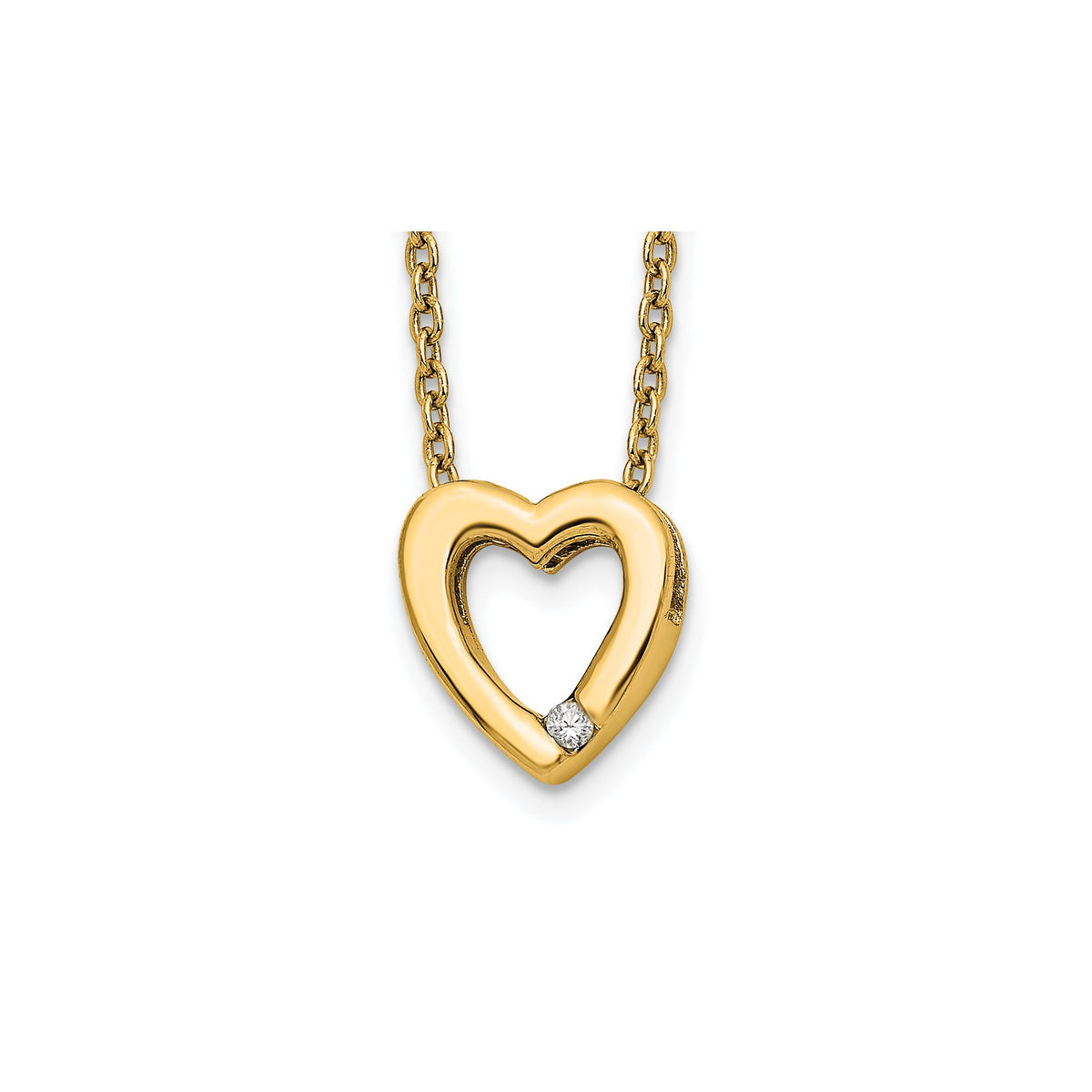 Diamond Heart Necklace in Gold-Plated Sterling Silver (.02 ct. tw.) - Sophia Jewelers