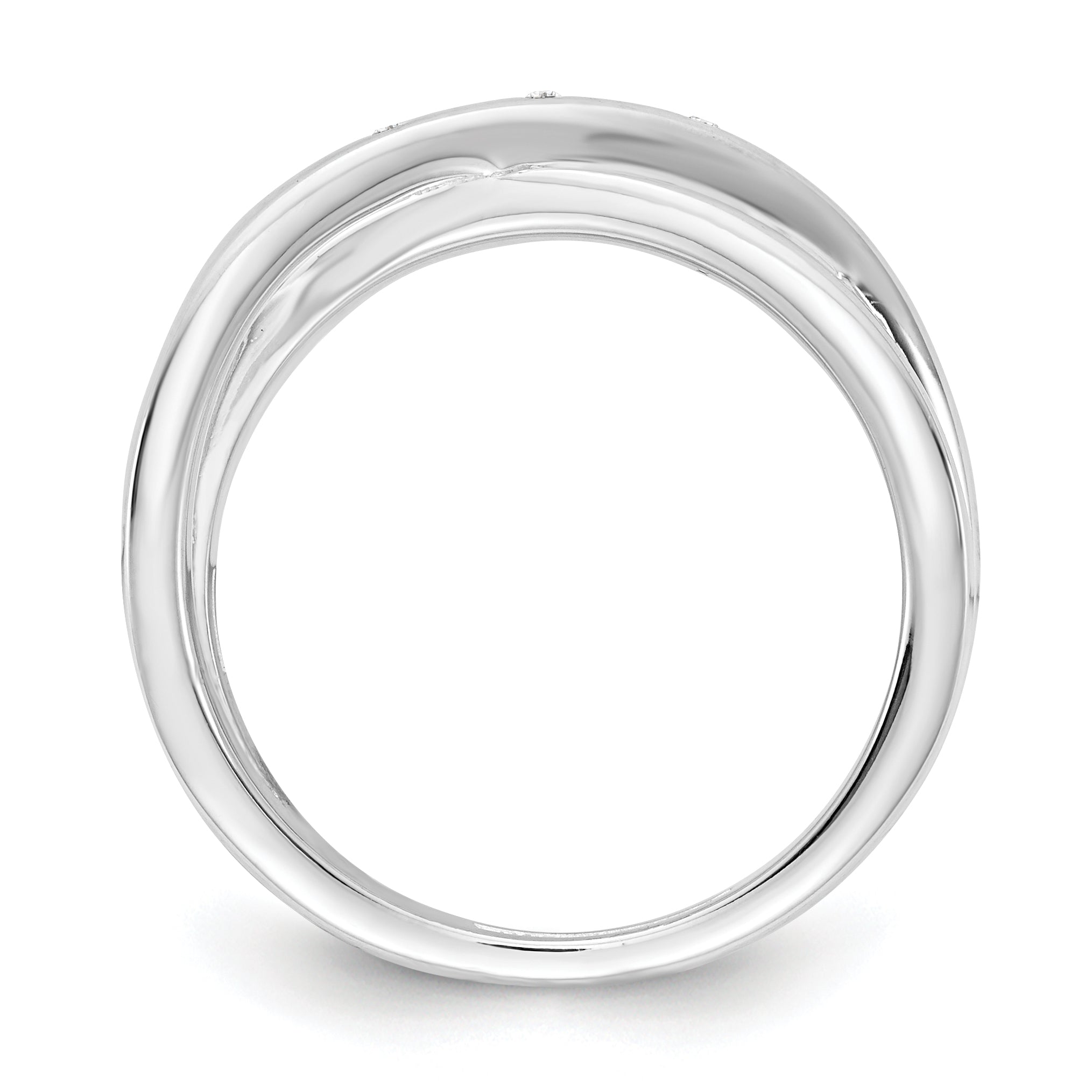 White Ice Sterling Silver Rhodium-plated Diamond Crossover Ring Secondary image