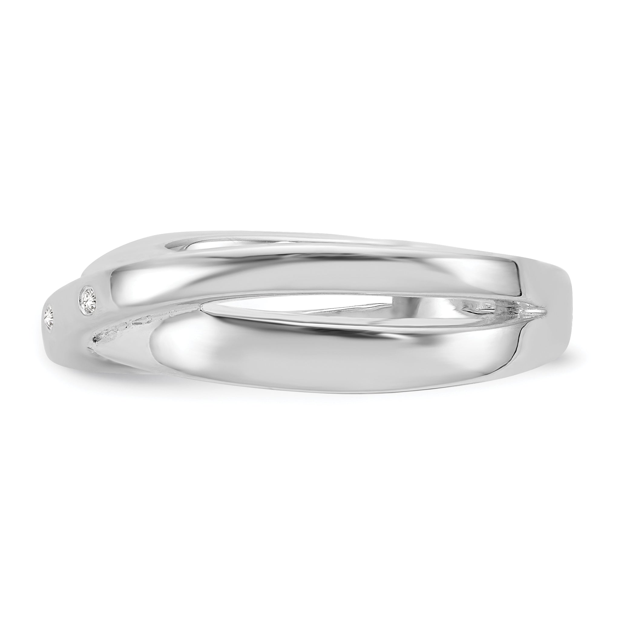 White Ice Sterling Silver Rhodium-plated Diamond Crossover Ring