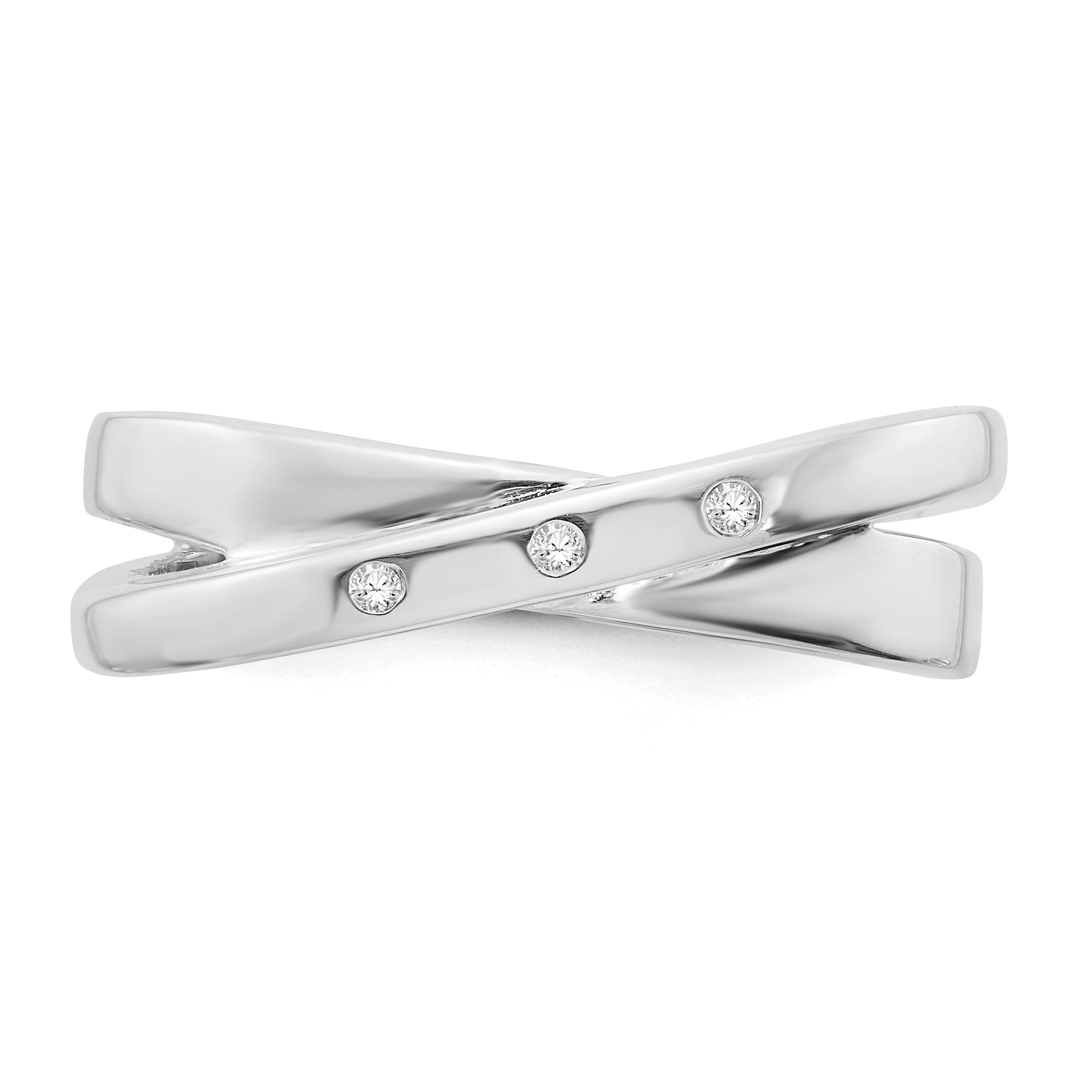 White Ice Sterling Silver Rhodium-plated Diamond Crossover Ring