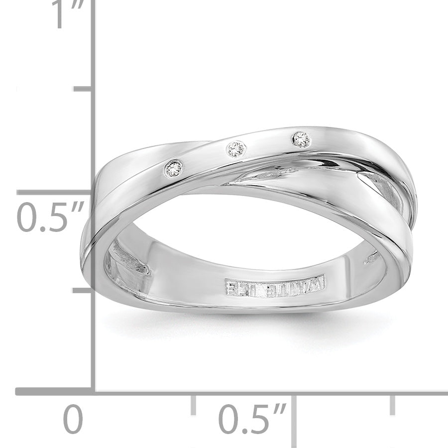 White Ice Sterling Silver Rhodium-plated Diamond Crossover Ring