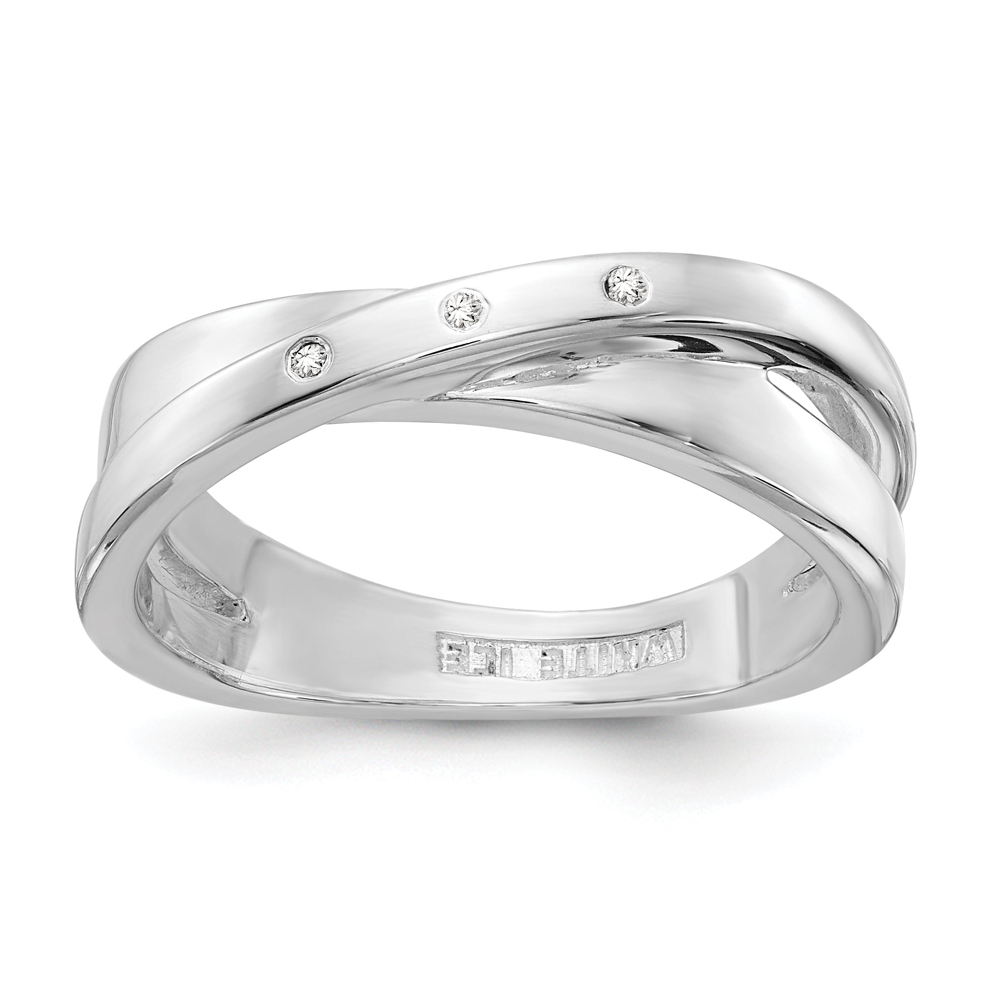 White Ice Sterling Silver Rhodium-plated Diamond Crossover Ring Main image