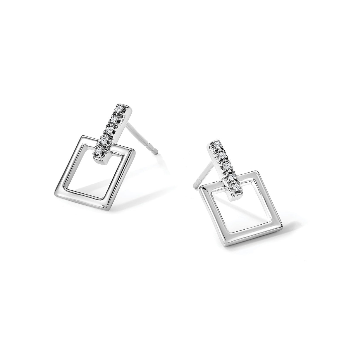 Diamond Dangle Earrings in Sterling Silver, 11x15mm (0.05 ct. tw.) - Sophia Jewelers