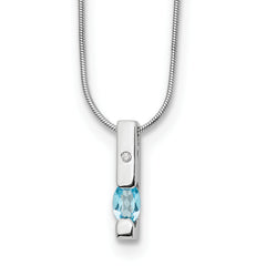 White Ice Sterling Silver Rhodium-Rhodium-Plated 18 inch  Diamond and Blue Topaz Necklace with 2 inch Extender