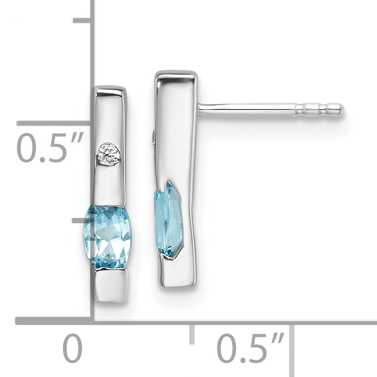 White Ice Sterling Silver Rhodium-plated Diamond and Blue Topaz Post Earrings Secondary image
