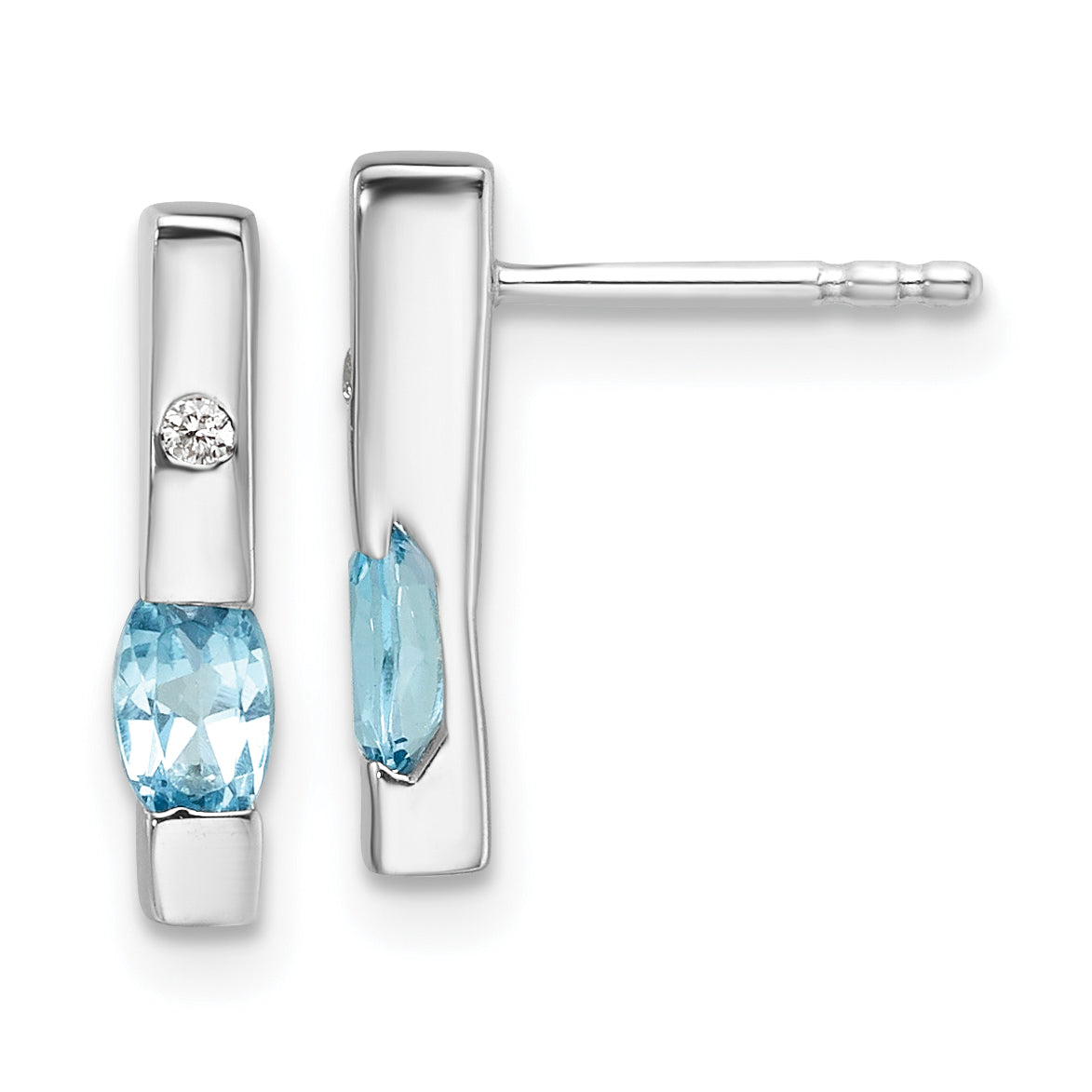 White Ice Sterling Silver Rhodium-plated Diamond and Blue Topaz Post Earrings Main image