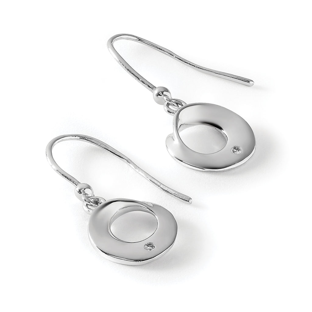 Diamond Dangle Earrings in Sterling Silver, 11x28mm (0.02 ct. tw.) - Sophia Jewelers