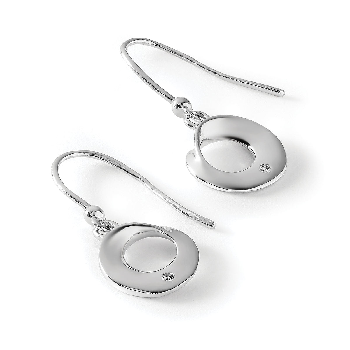 Diamond Dangle Earrings in Sterling Silver, 11x28mm (0.02 ct. tw.) - Sophia Jewelers
