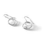Diamond Swirl Shepherd Hook Dangle Earrings in Sterling Silver (0.01 ct. tw.) - Sophia Jewelers