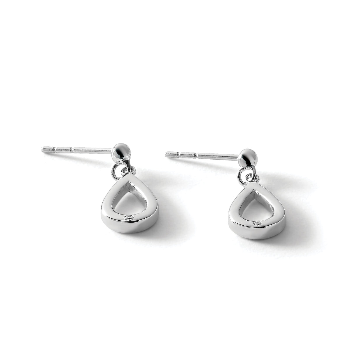 Diamond Teardrop Dangle Earrings in Sterling Silver, 1mm (0.01 ct. tw.) - Sophia Jewelers