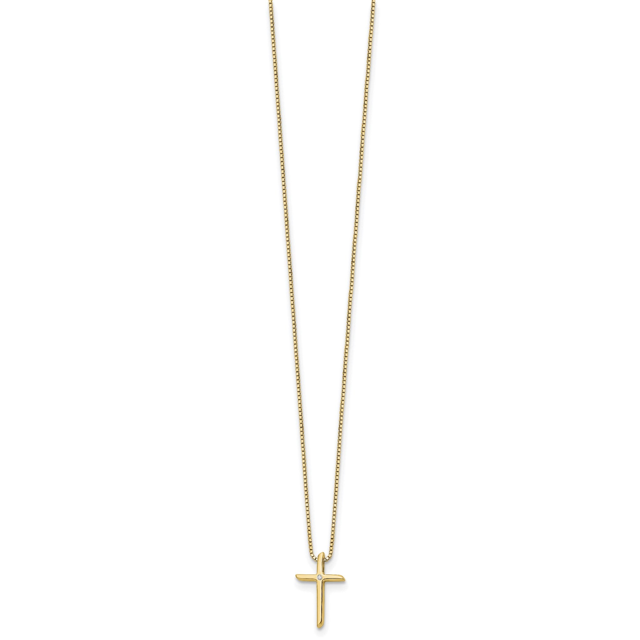 Diamond Cross Necklace in Gold-Plated Sterling Silver (.01 ct. tw.) Secondary image