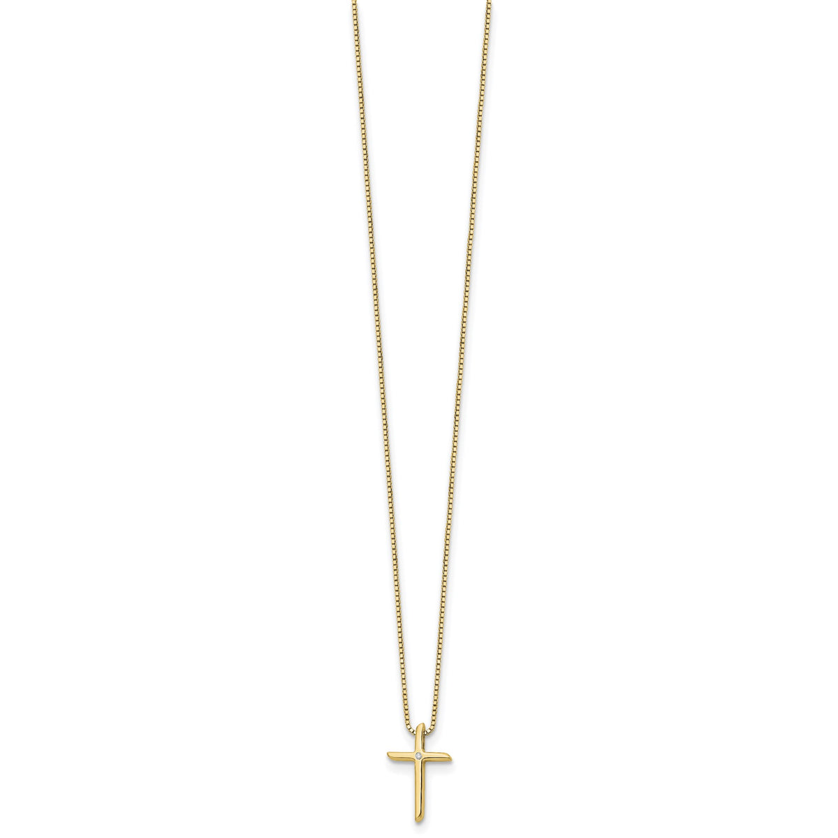 Diamond Cross Necklace in Gold-Plated Sterling Silver (.01 ct. tw.) - Sophia Jewelers