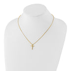 Diamond Cross Necklace in Gold-Plated Sterling Silver (.01 ct. tw.) - Sophia Jewelers