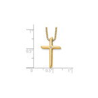 Diamond Cross Necklace in Gold-Plated Sterling Silver (.01 ct. tw.) - Sophia Jewelers