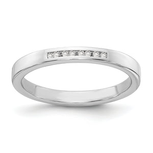 Sterling Silver Rhodium-plated Chanel-set Diamond Ring, Size 6–8 - Sophia Jewelers