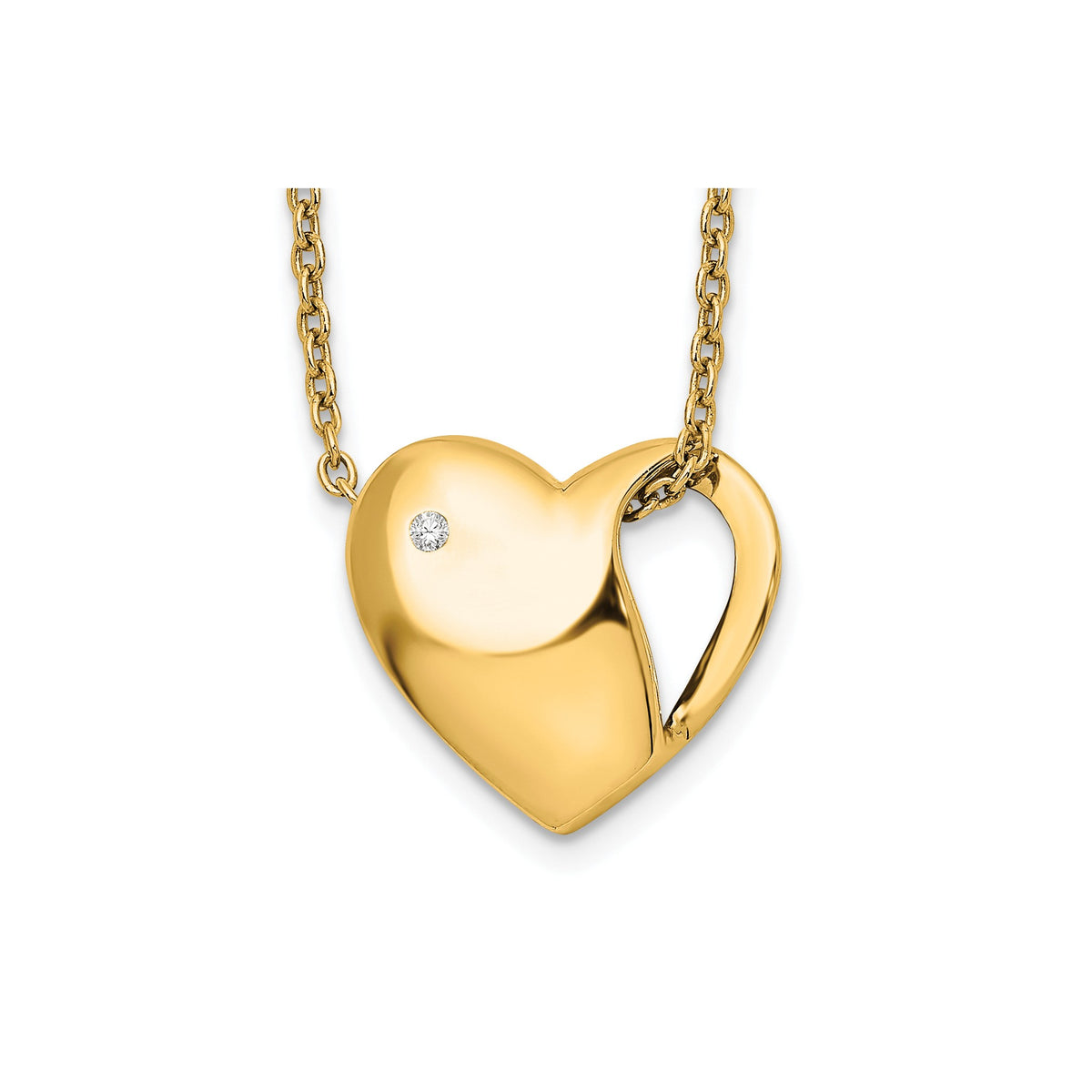 Diamond Heart Necklace in Gold-Plated Sterling Silver (.01 ct. tw.) - Sophia Jewelers Main image
