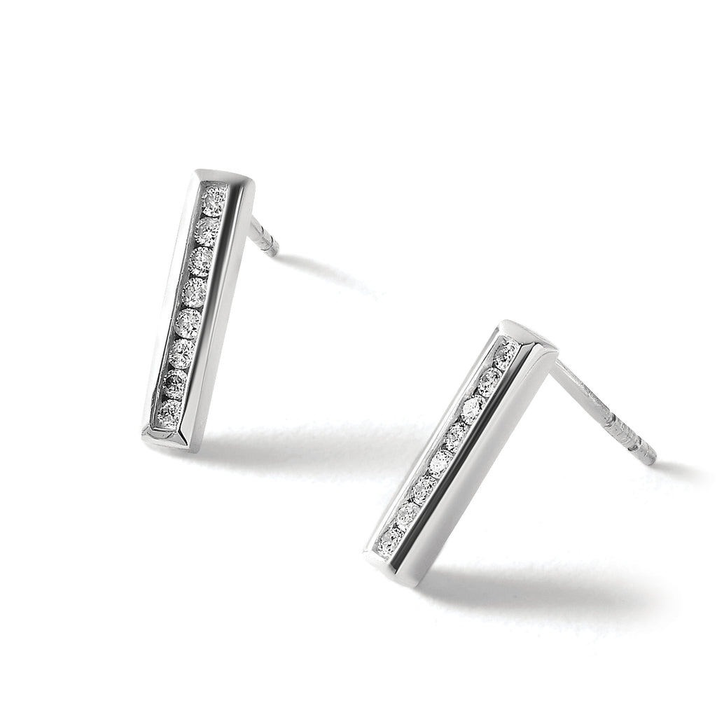 Diamond Drop Earrings in Sterling Silver, 1.3mm (0.16 ct. tw.) - Sophia Jewelers