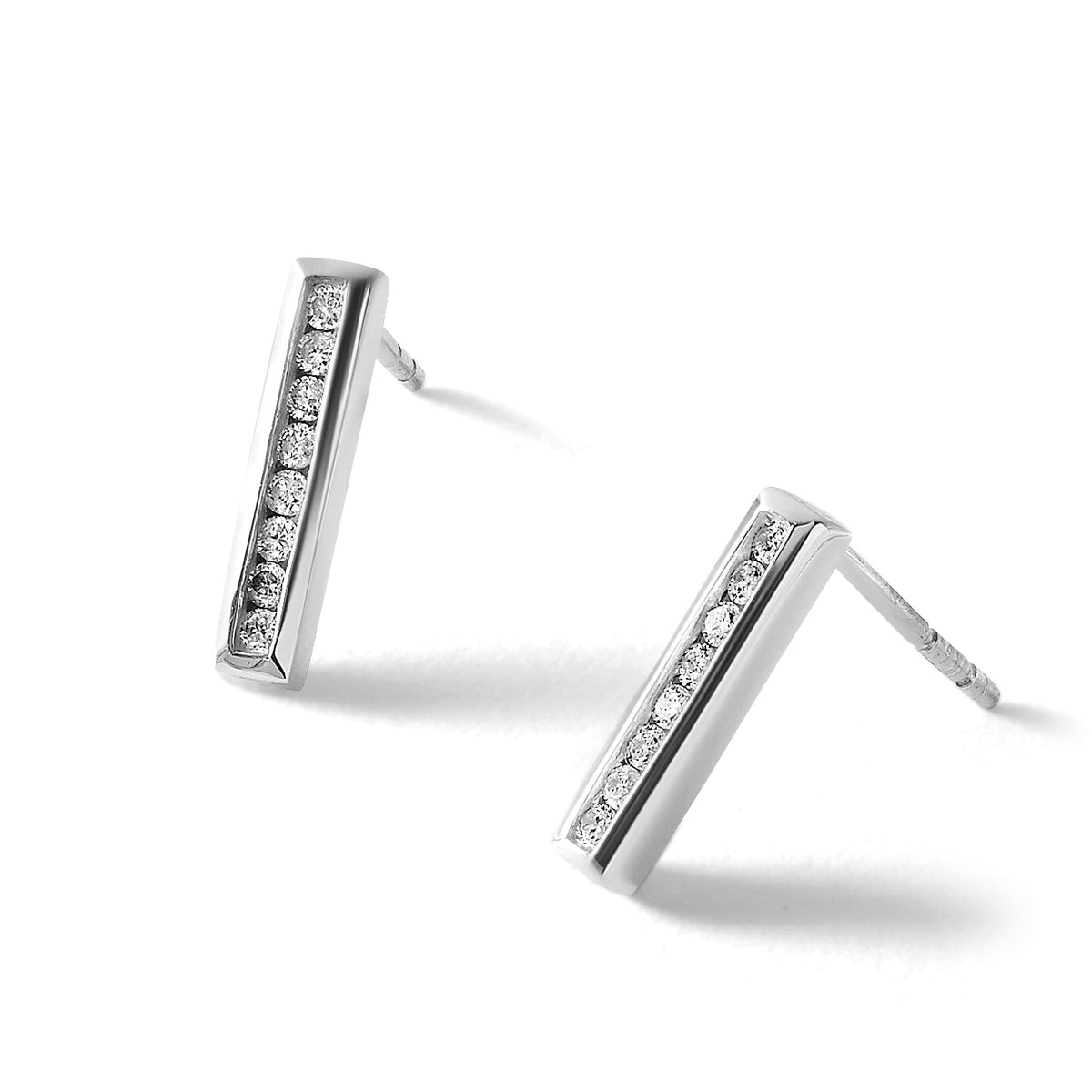 Diamond Drop Earrings in Sterling Silver, 1.3mm (0.16 ct. tw.) - Sophia Jewelers