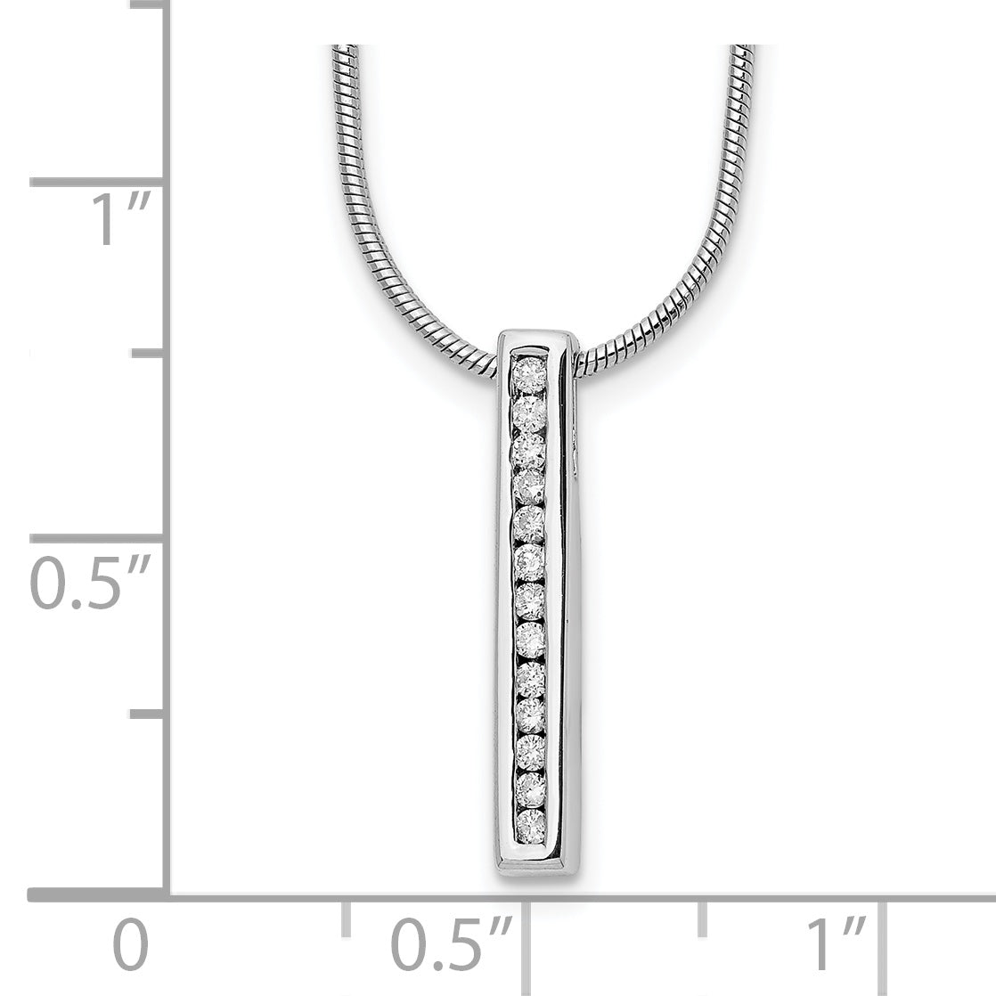 14k White Gold 1/8 carat Lab Grown Diamond VS/SI+ G+ Complete Vertical Bar Pendant Necklace