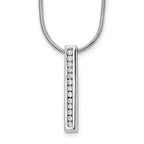 14k White Gold 1/8 carat Lab Grown Diamond VS/SI+ G+ Complete Vertical Bar Pendant Necklace