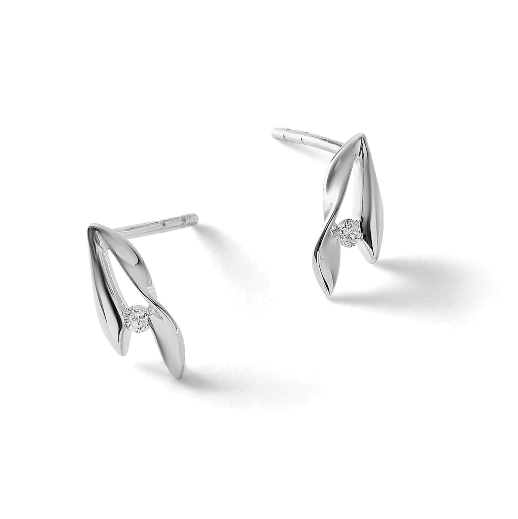 Diamond Drop Earrings in Sterling Silver, 1.6mm Brushed & Satin (0.04 ct. tw.) - Sophia Jewelers