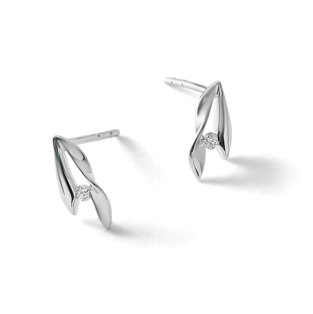 Diamond Drop Earrings in Sterling Silver, 1.6mm Brushed & Satin (0.04 ct. tw.) - Sophia Jewelers