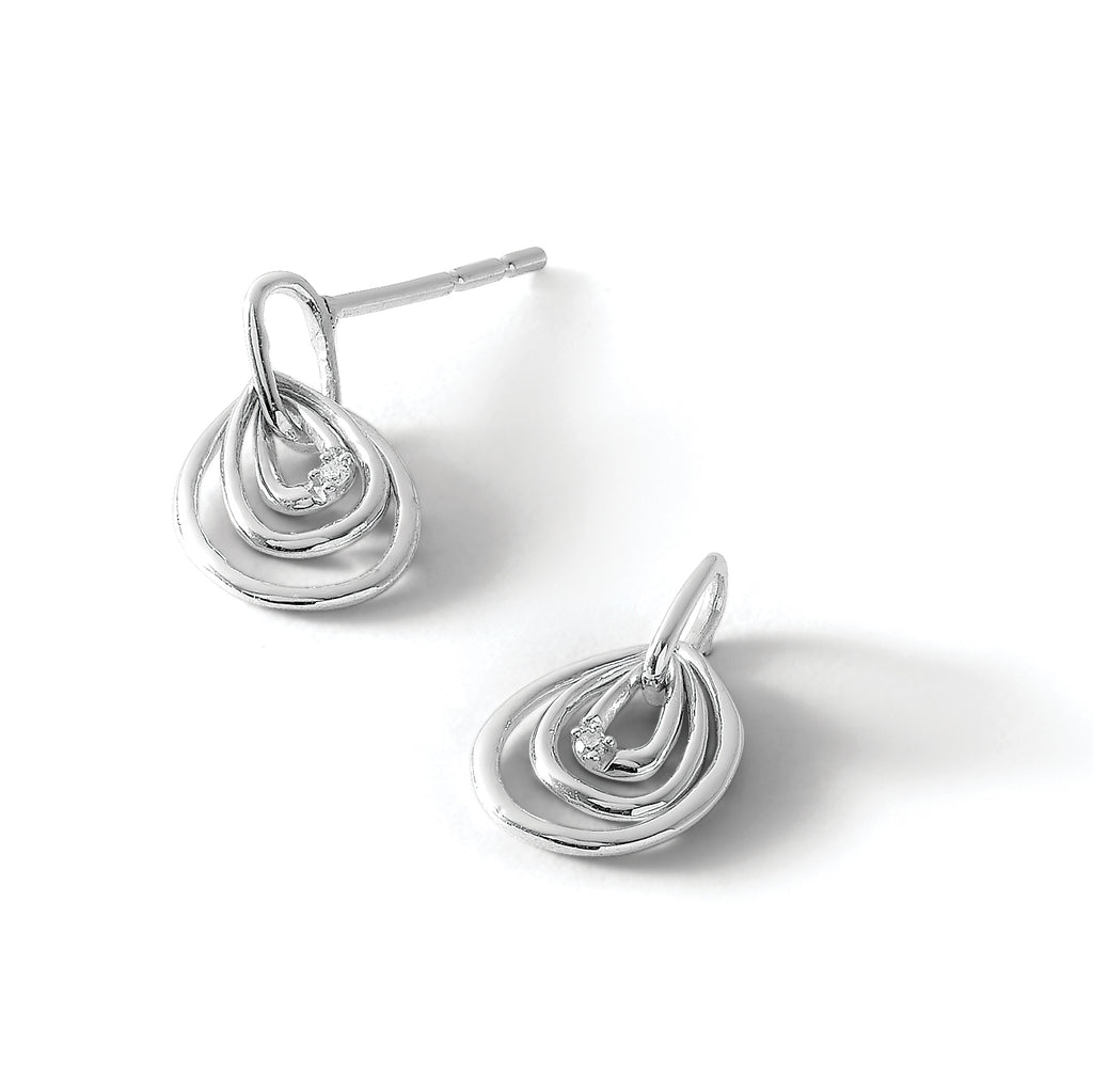 Teardrop Diamond Dangle Earrings in Sterling Silver, 1mm (0.01 ct. tw.) - Sophia Jewelers