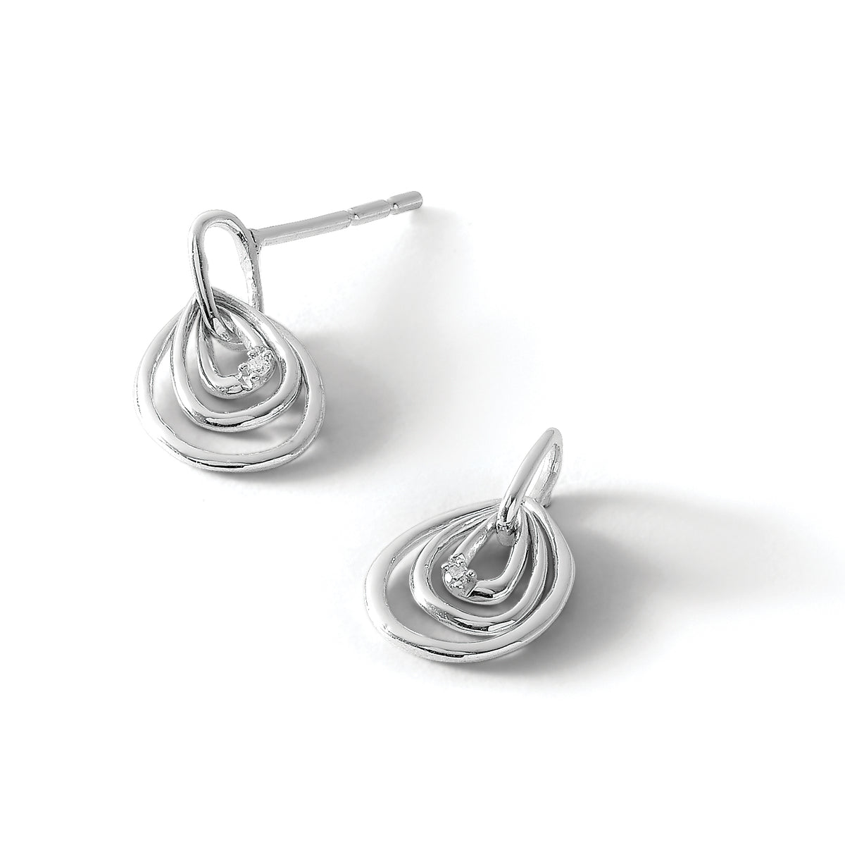 Teardrop Diamond Dangle Earrings in Sterling Silver, 1mm (0.01 ct. tw.) - Sophia Jewelers
