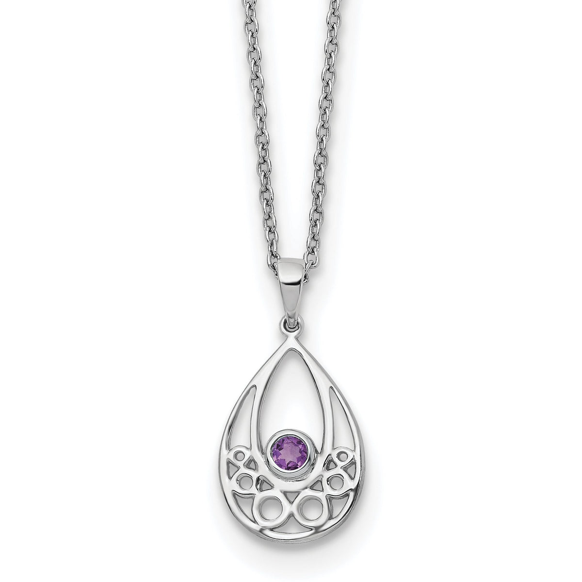 Amethyst Necklace in Sterling Silver with Extender, 18 Inch - Sophia Jewelers Main image