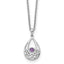 White Ice Sterling Silver Rhodium-Rhodium-Plated 18 inch Amethyst Necklace with 2 inch Extender